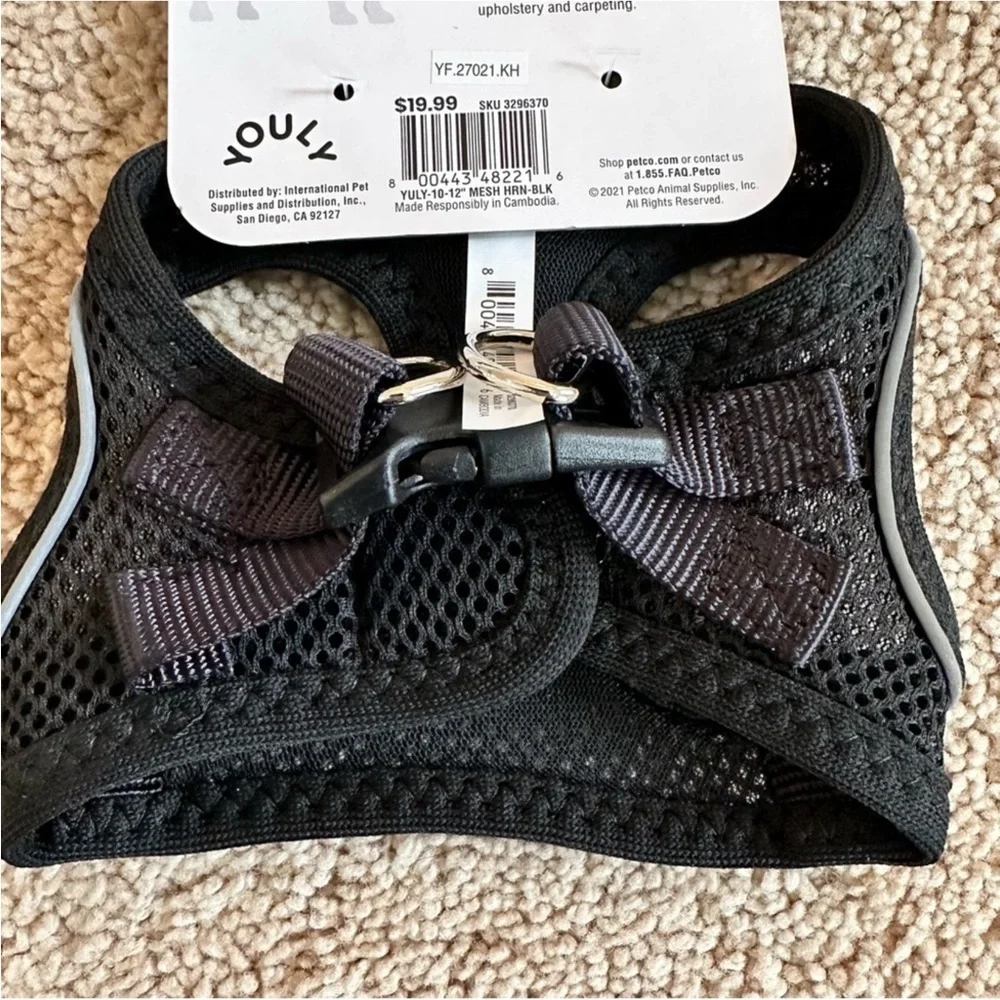 YOULY Black Reflective Mesh Dog Harness, XX-Small/X-Small